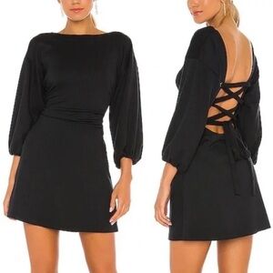 Free People Black Backless Dress with Lace-Up Detail
